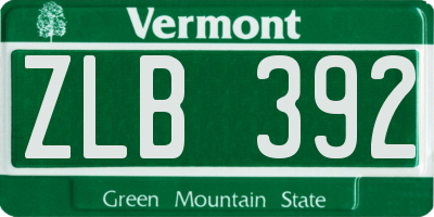 VT license plate ZLB392