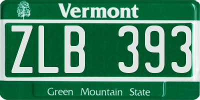 VT license plate ZLB393