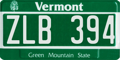 VT license plate ZLB394