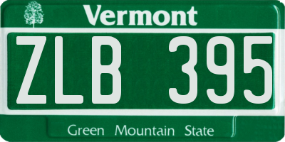 VT license plate ZLB395