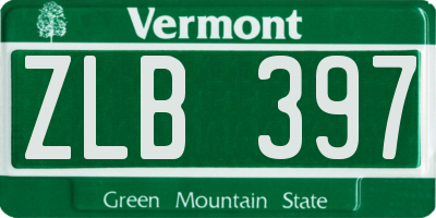 VT license plate ZLB397
