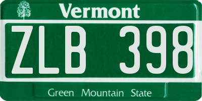 VT license plate ZLB398