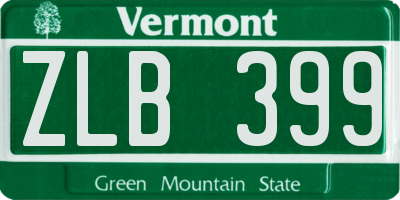 VT license plate ZLB399