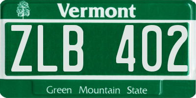 VT license plate ZLB402