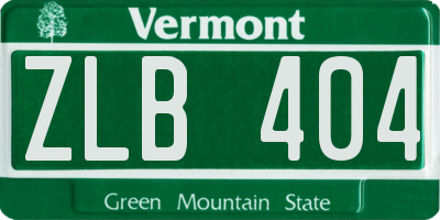 VT license plate ZLB404
