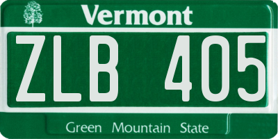 VT license plate ZLB405