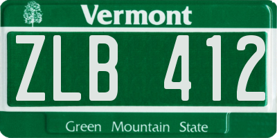 VT license plate ZLB412