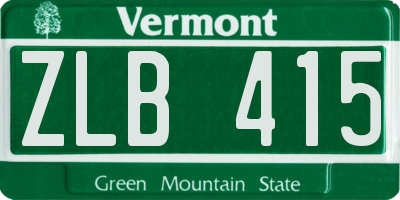 VT license plate ZLB415