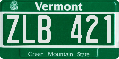 VT license plate ZLB421