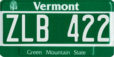 VT license plate ZLB422