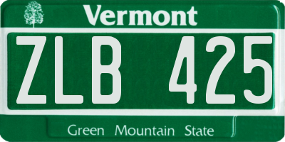 VT license plate ZLB425