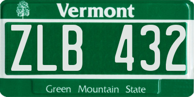 VT license plate ZLB432