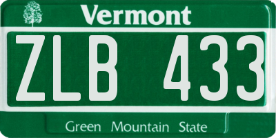 VT license plate ZLB433
