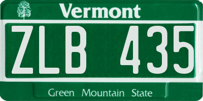 VT license plate ZLB435