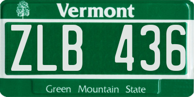 VT license plate ZLB436