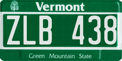 VT license plate ZLB438
