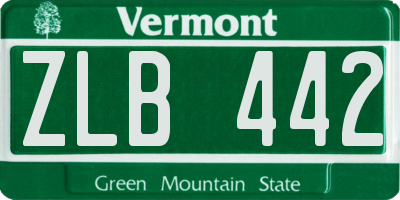 VT license plate ZLB442