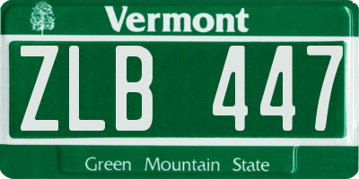VT license plate ZLB447