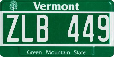 VT license plate ZLB449