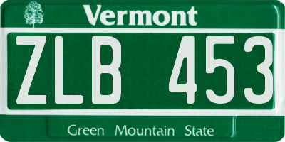 VT license plate ZLB453