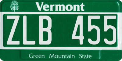 VT license plate ZLB455