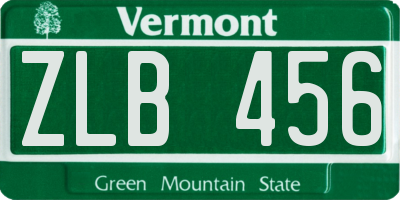 VT license plate ZLB456