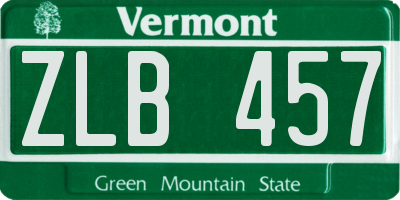 VT license plate ZLB457