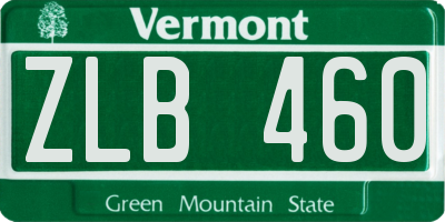 VT license plate ZLB460