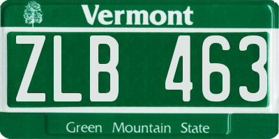 VT license plate ZLB463