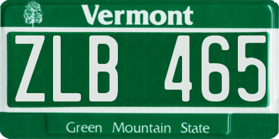 VT license plate ZLB465