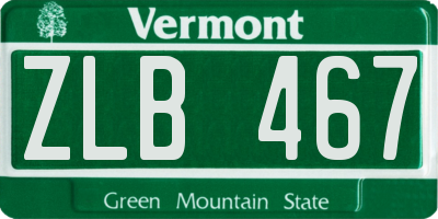 VT license plate ZLB467