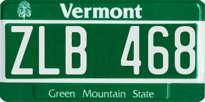 VT license plate ZLB468