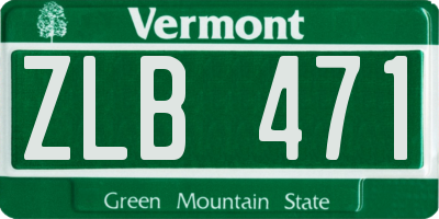 VT license plate ZLB471