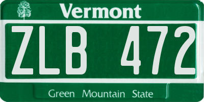 VT license plate ZLB472