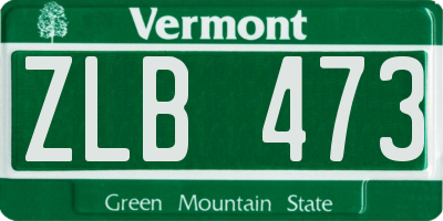 VT license plate ZLB473