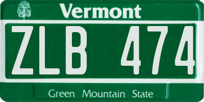 VT license plate ZLB474