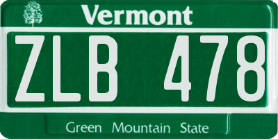 VT license plate ZLB478