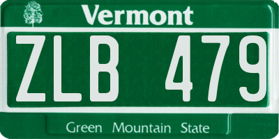 VT license plate ZLB479