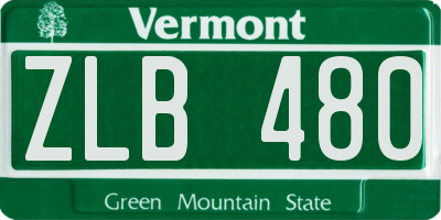 VT license plate ZLB480