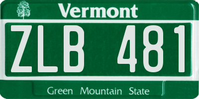 VT license plate ZLB481
