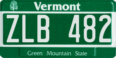 VT license plate ZLB482