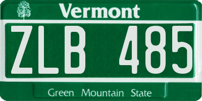 VT license plate ZLB485