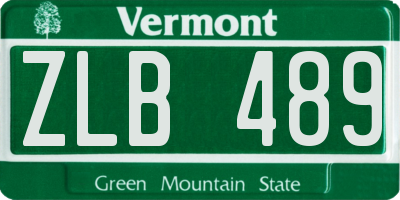 VT license plate ZLB489