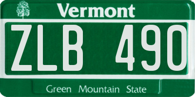 VT license plate ZLB490