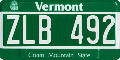 VT license plate ZLB492