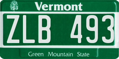 VT license plate ZLB493