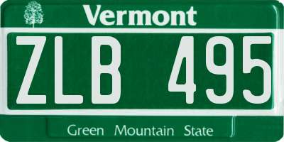 VT license plate ZLB495