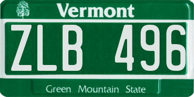 VT license plate ZLB496