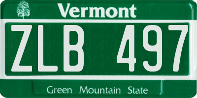 VT license plate ZLB497