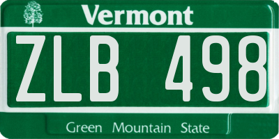 VT license plate ZLB498